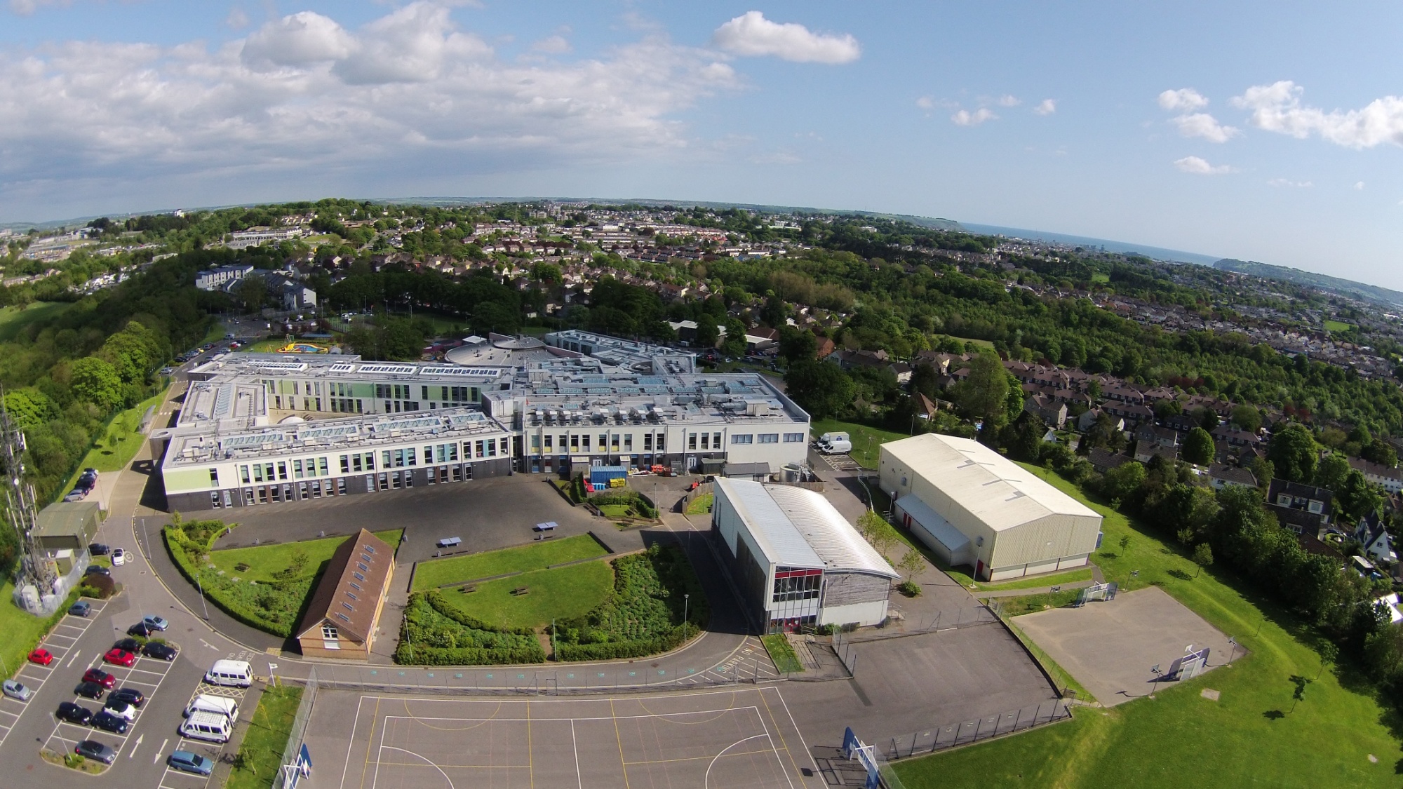 Exterior aerial photograph of the college
